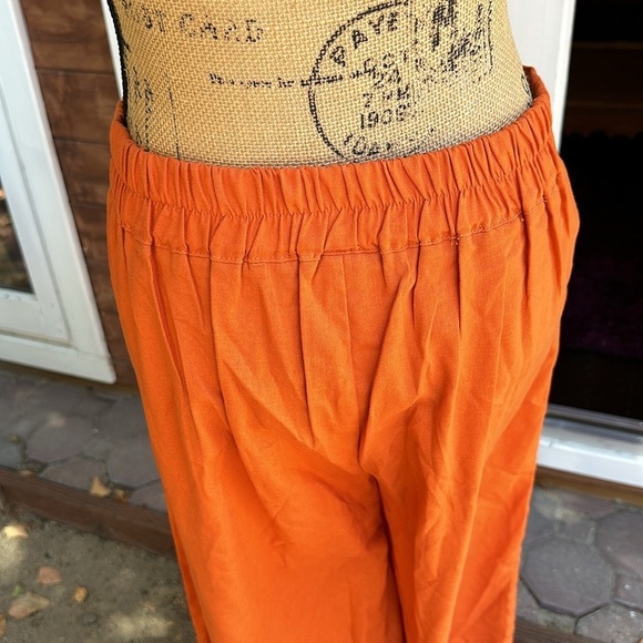 🧡🧡🧡Mumuanxiu orange cotton palazzo pants NWOT - Picture 5 of 10